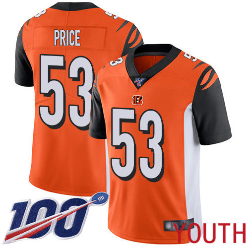 Cincinnati Bengals Limited Orange Youth Billy Price Alternate Jersey NFL Footballl #53 100th Season Vapor Untouchable